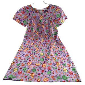 Carole Women's Mumu House Dress Vintage size Small Colorful Fruits Pullover Long
